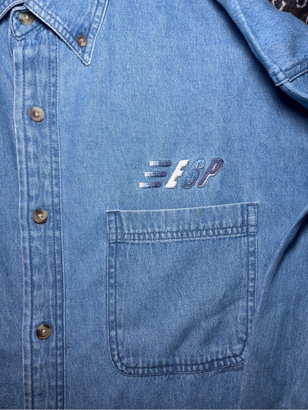 Vintage UltraClub Denim Button Up Shirt Light Wash Size XL - Picture 3 of 4